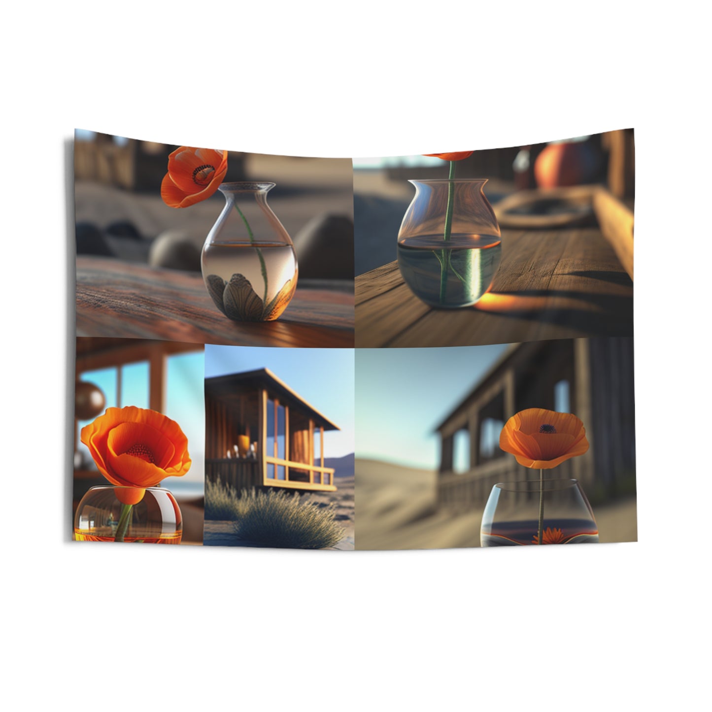 Indoor Wall Tapestries Poppy in a Glass Vase 5