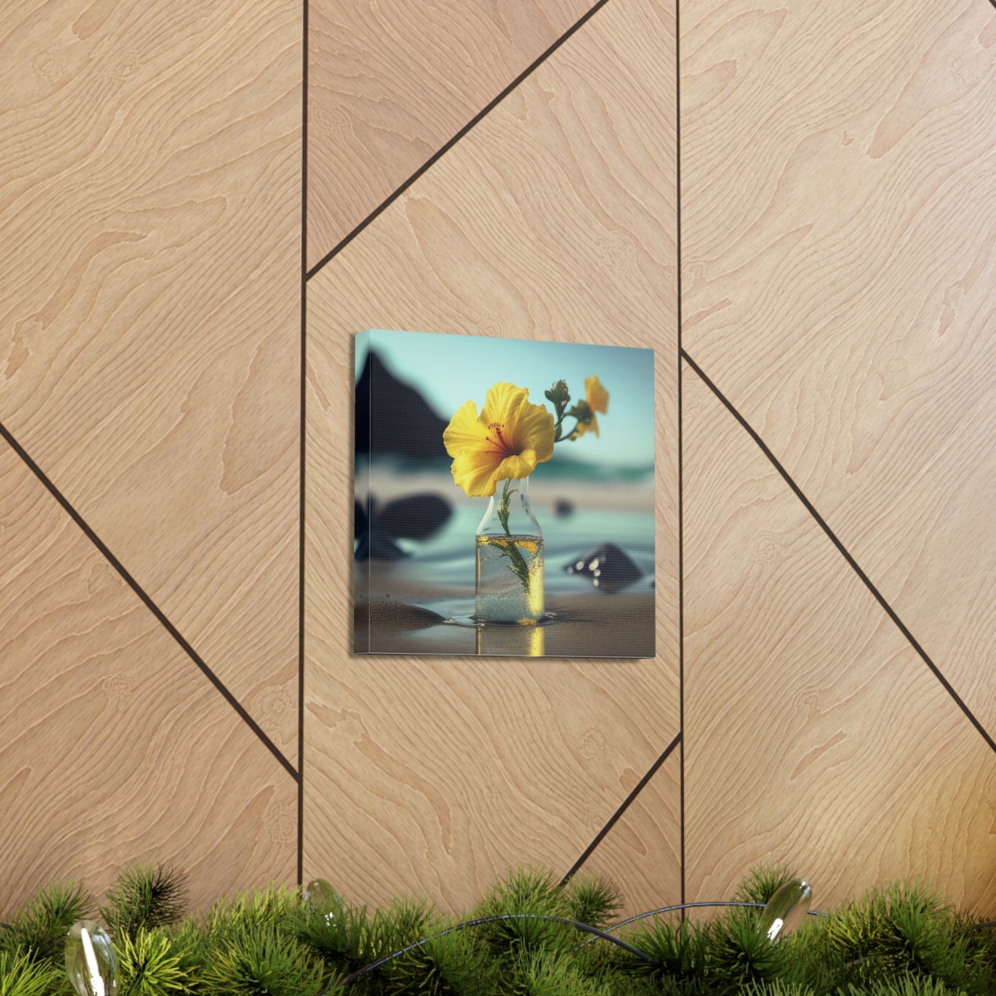 Canvas Gallery Wraps Yellow Hibiscus glass 3