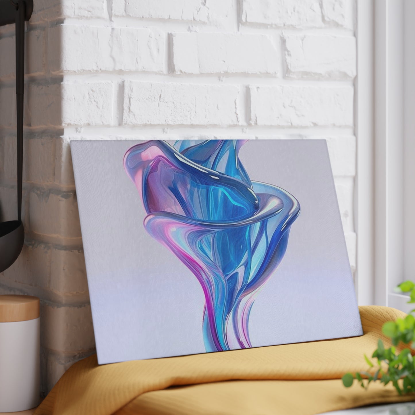 Glass Cutting Board Pink & Blue Tulip Rose 2