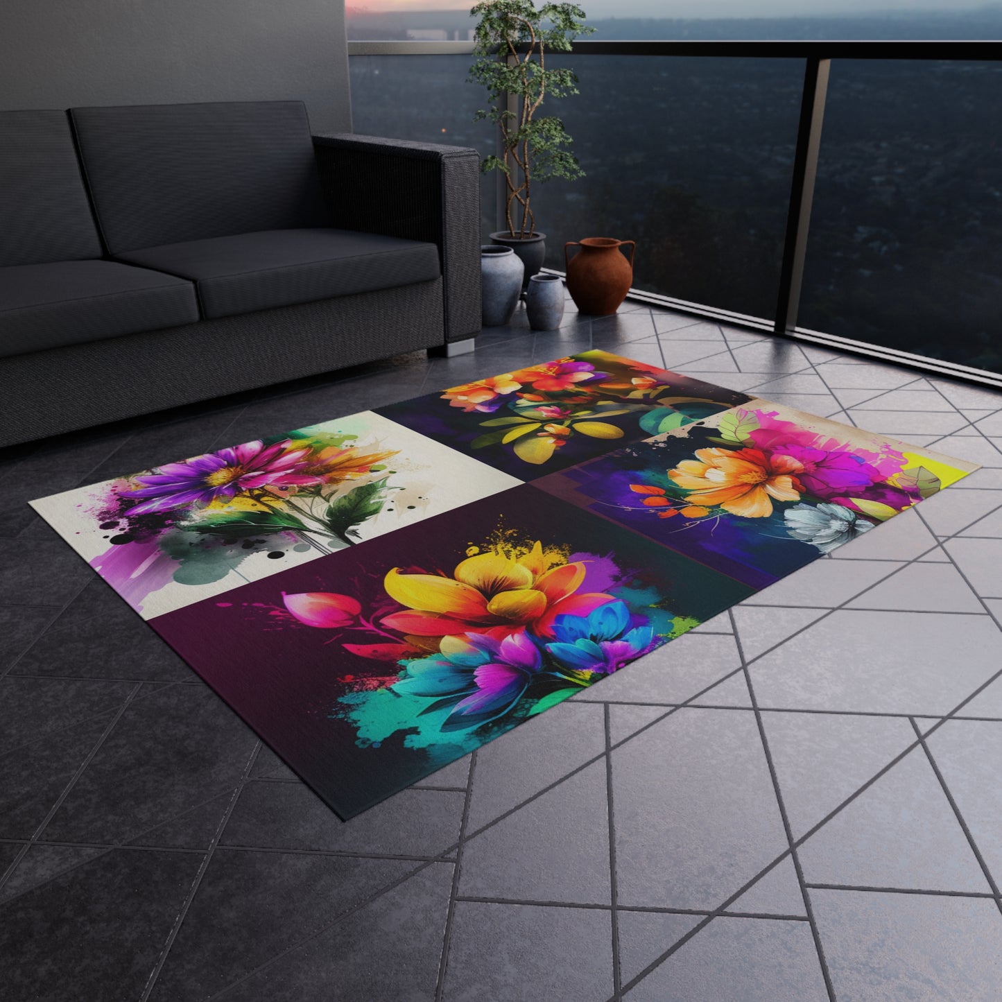 Outdoor Rug  Bright Spring Flowers 5
