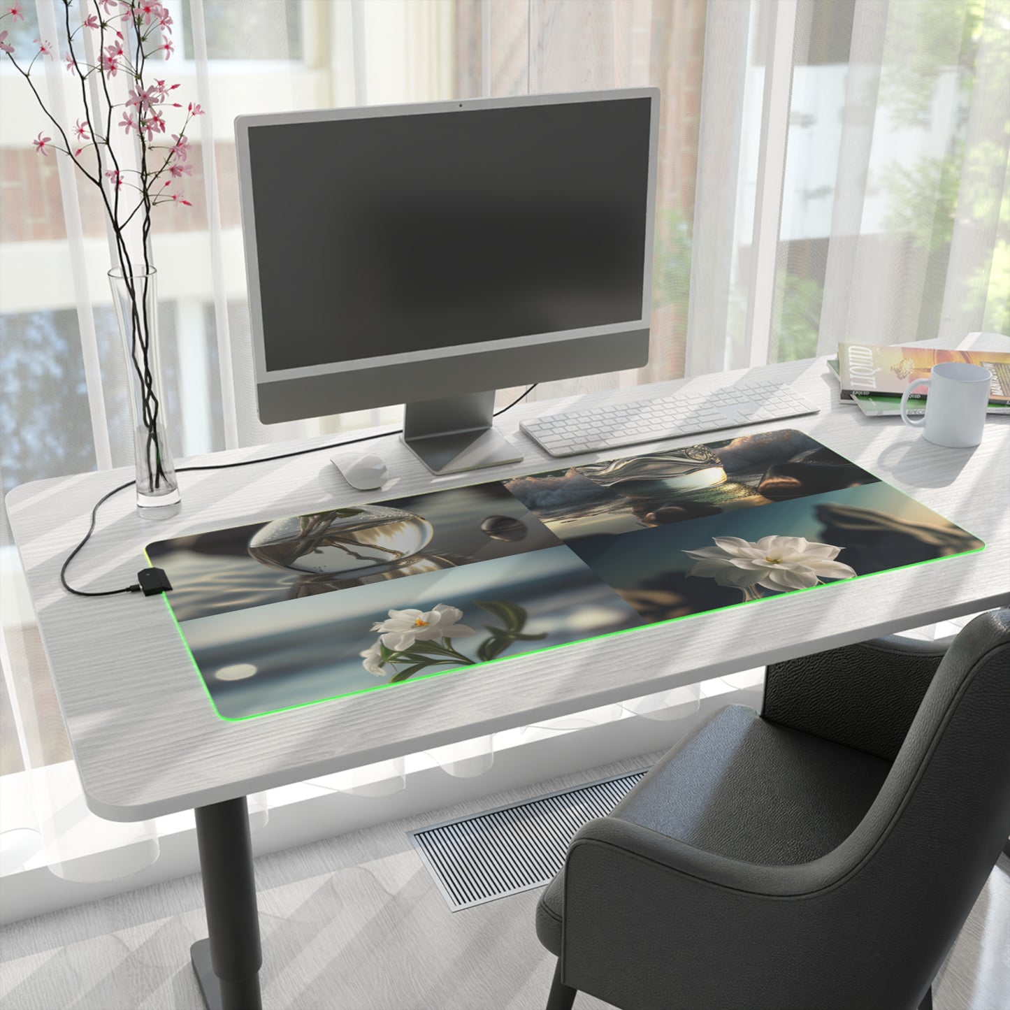 LED Gaming Mouse Pad Jasmine glass vase 5