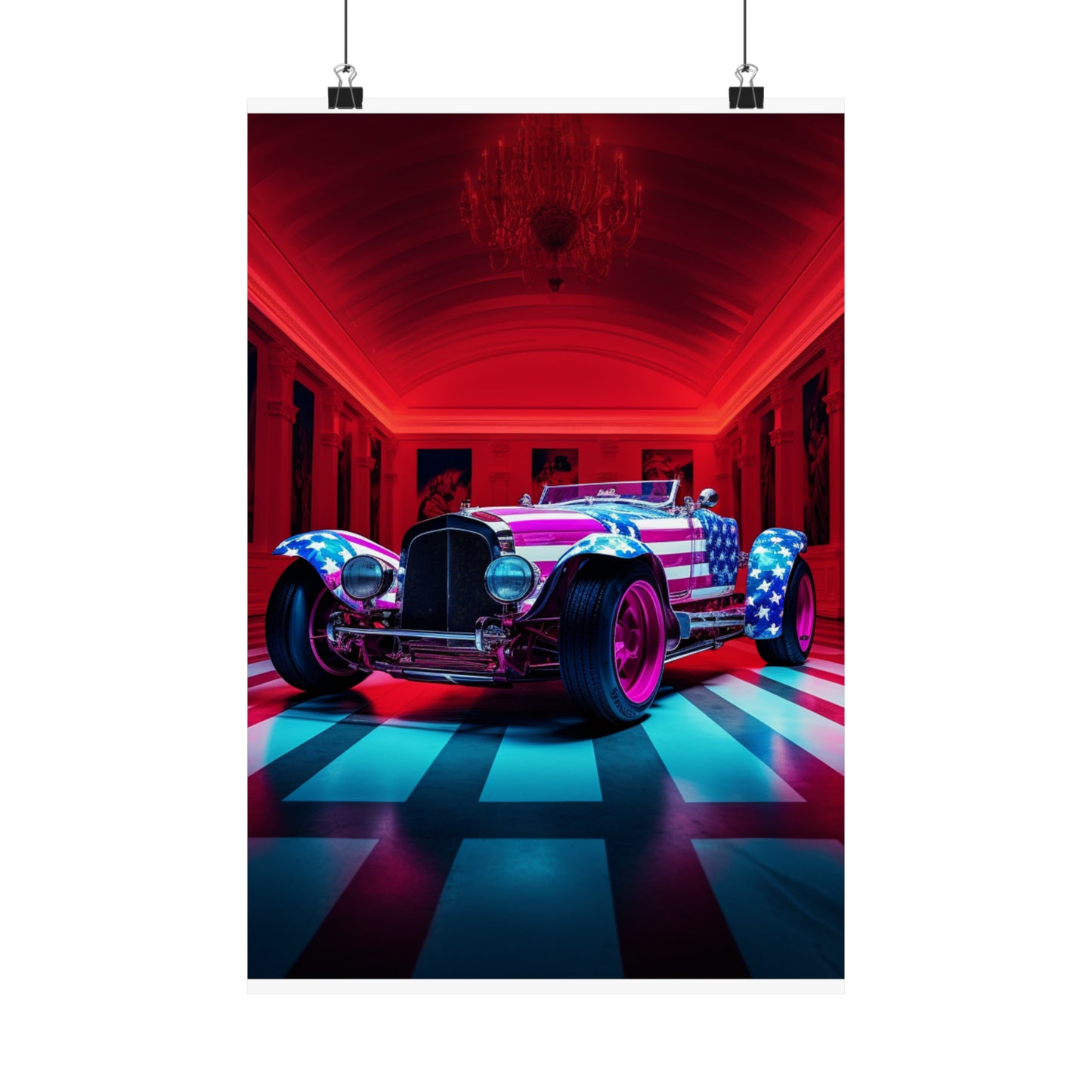 Premium Matte Vertical Posters Macro Bugatti American Flag 3