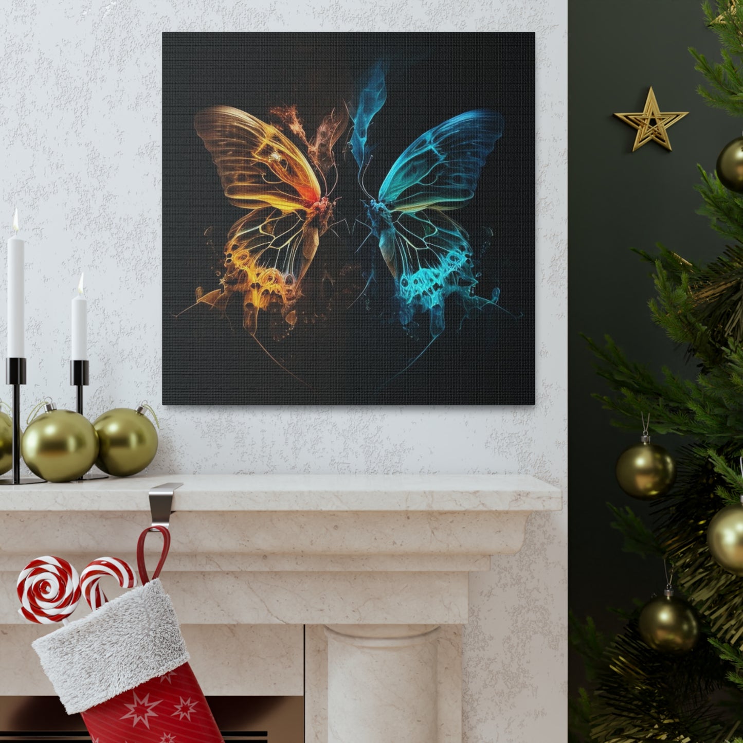 Canvas Gallery Wraps Kiss Neon Butterfly 3