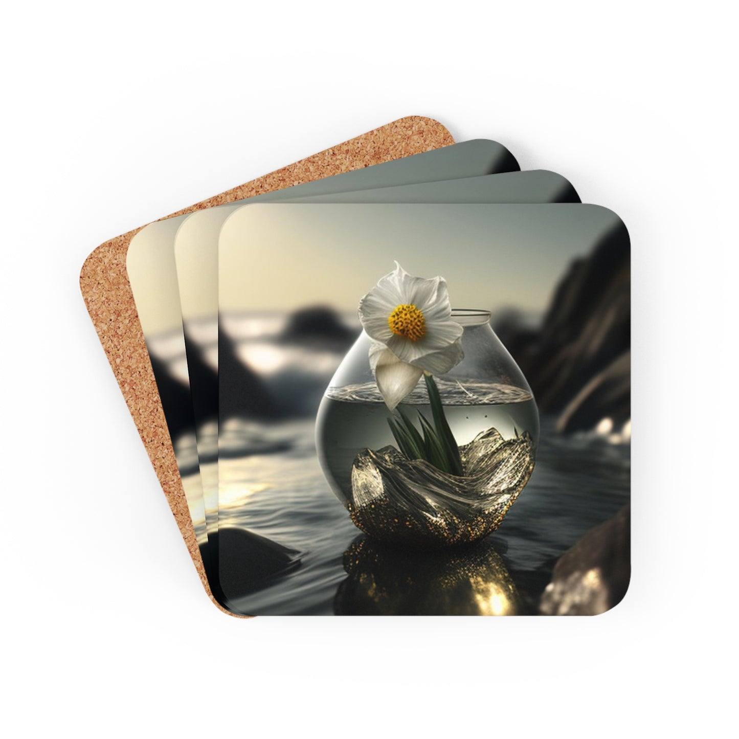 Corkwood Coaster Set Daffodil 1