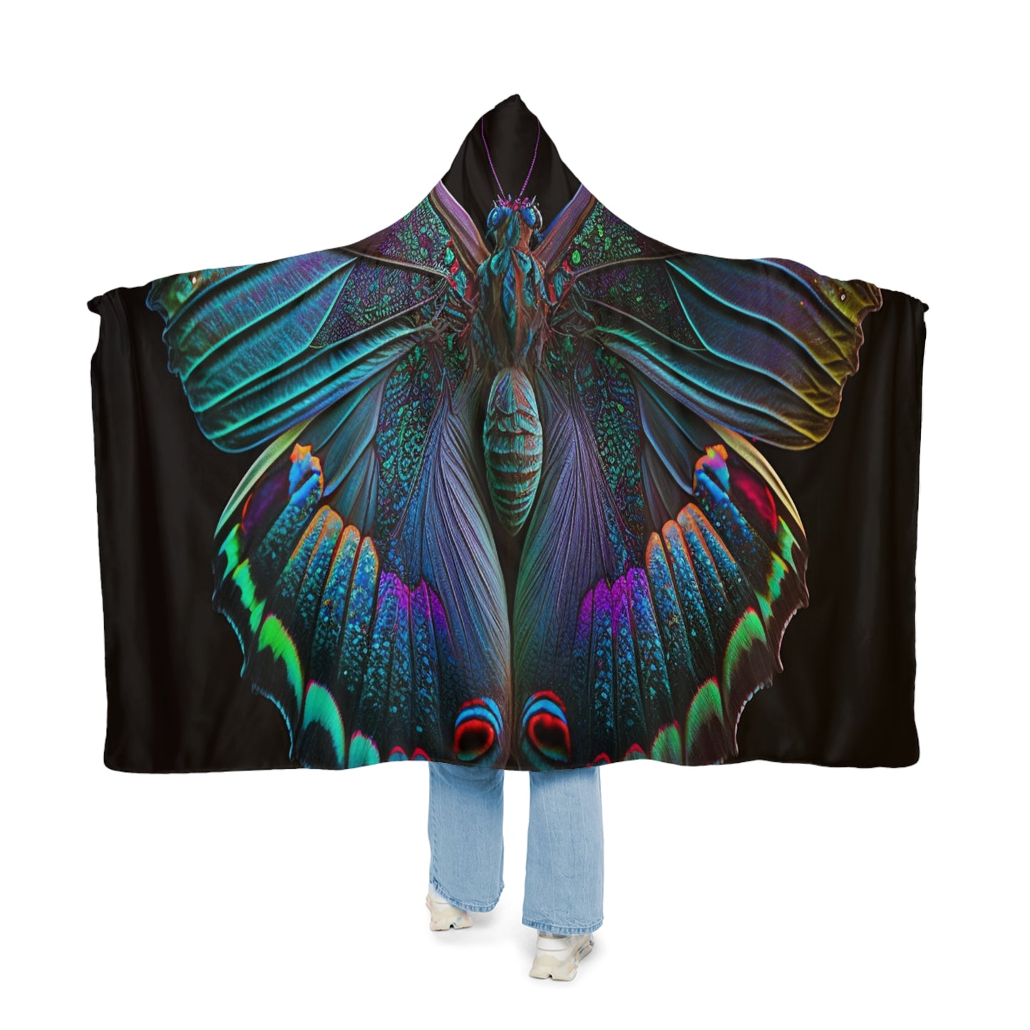 Snuggle Hooded Blanket Hue Neon Butterfly 4