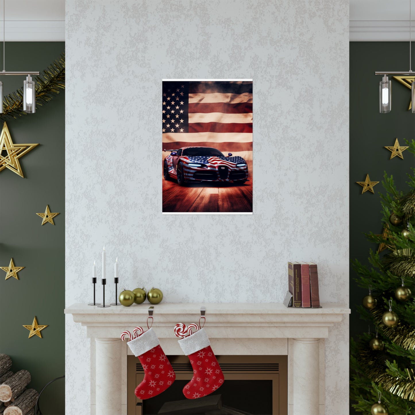 Premium Matte Vertical Posters Abstract American Flag Background Bugatti 2