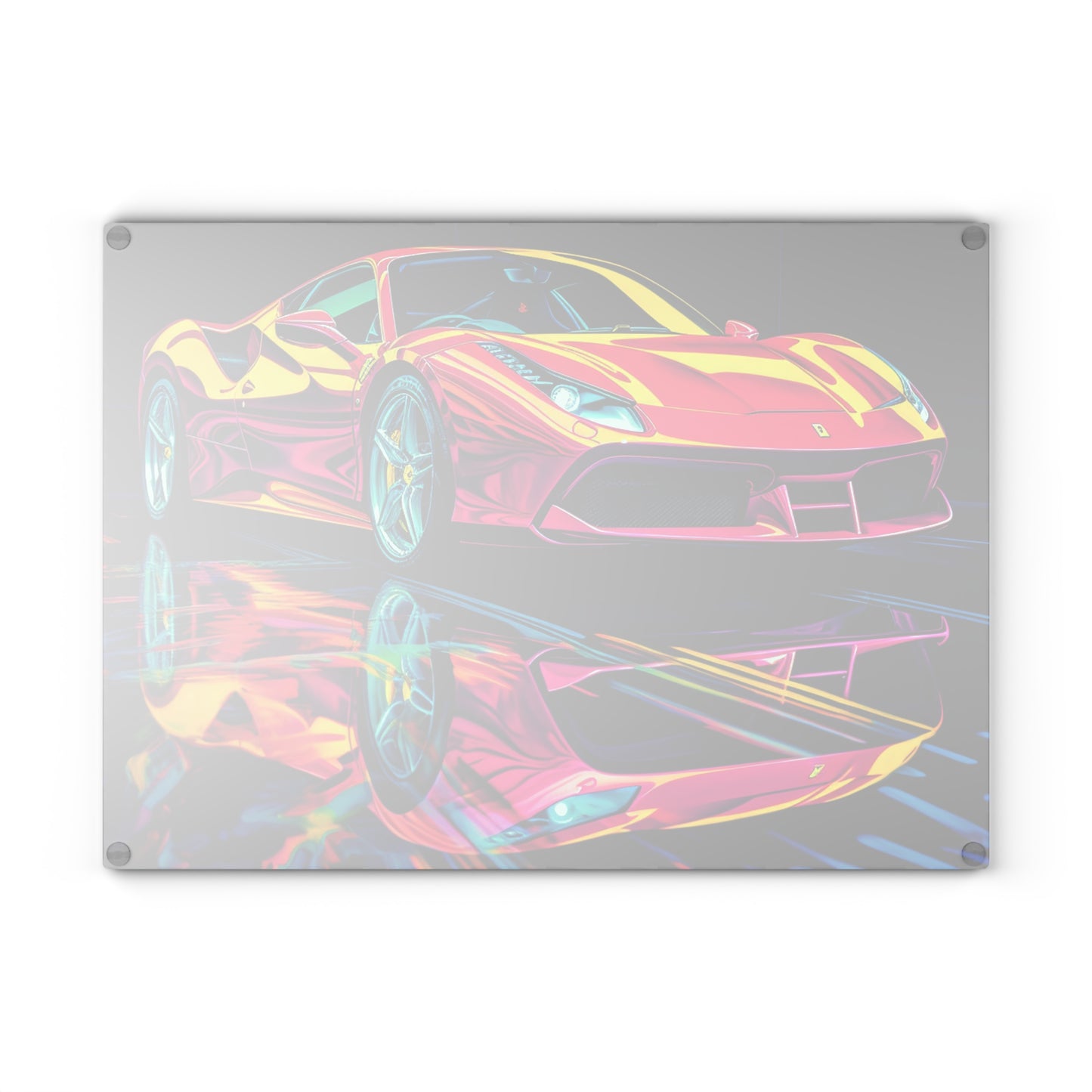 Glass Cutting Board Pink Ferrari Macro 1