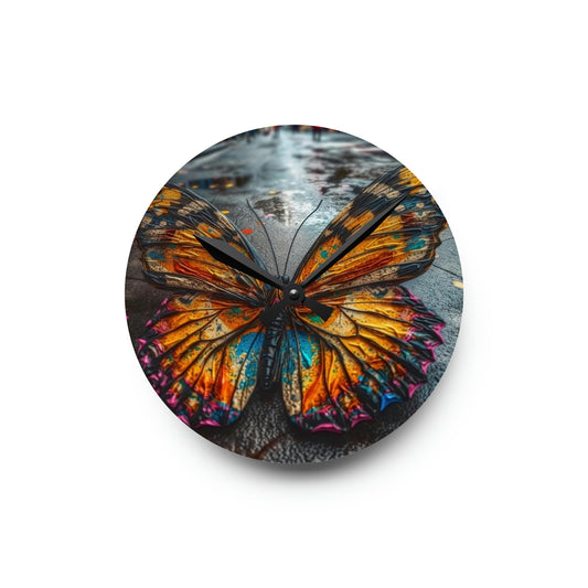 Acrylic Wall Clock Liquid Street Butterfly 1