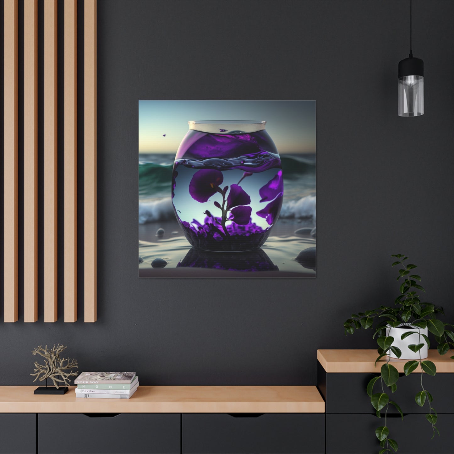 Canvas Gallery Wraps Purple Sweet pea in a vase 4