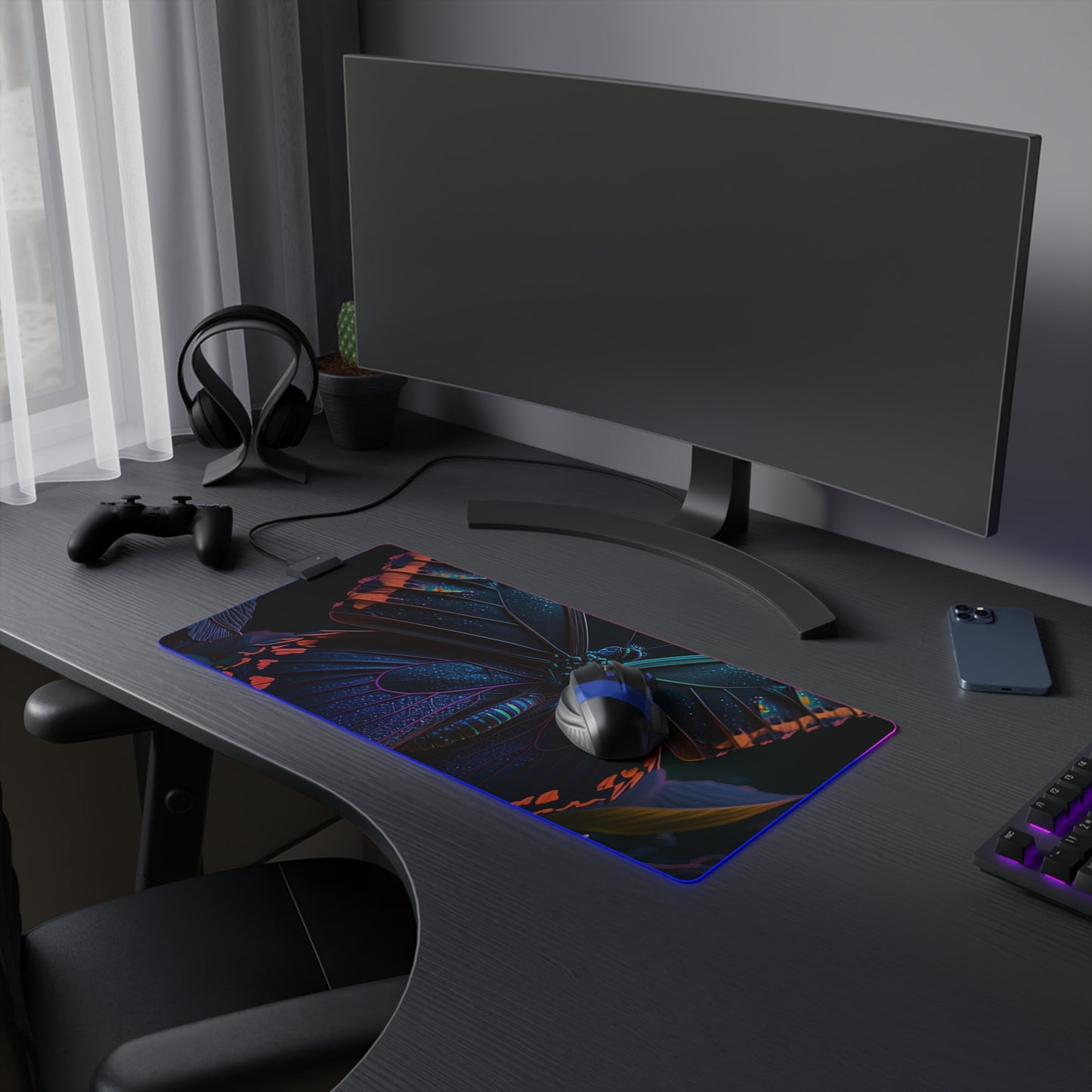 LED Gaming Mouse Pad Hue Neon Butterfly 3