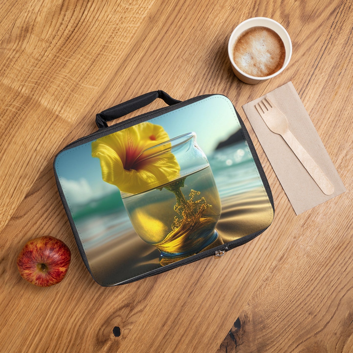 Lunch Bag Yellow Hibiscus glass 1