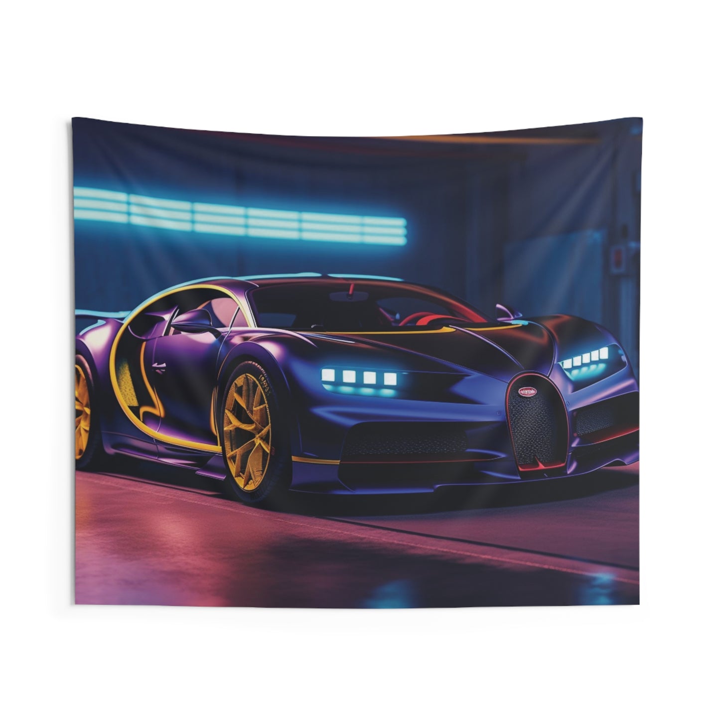 Indoor Wall Tapestries Hyper Bugatti Neon Chiron 4