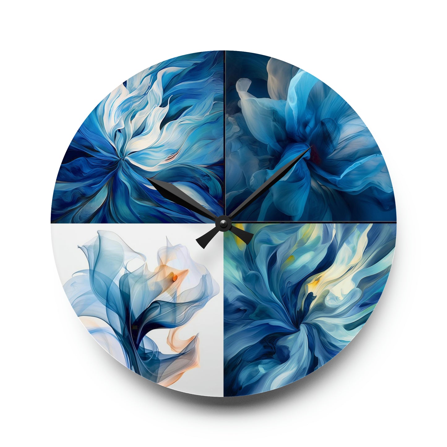 Acrylic Wall Clock Blue Tluip Abstract 5