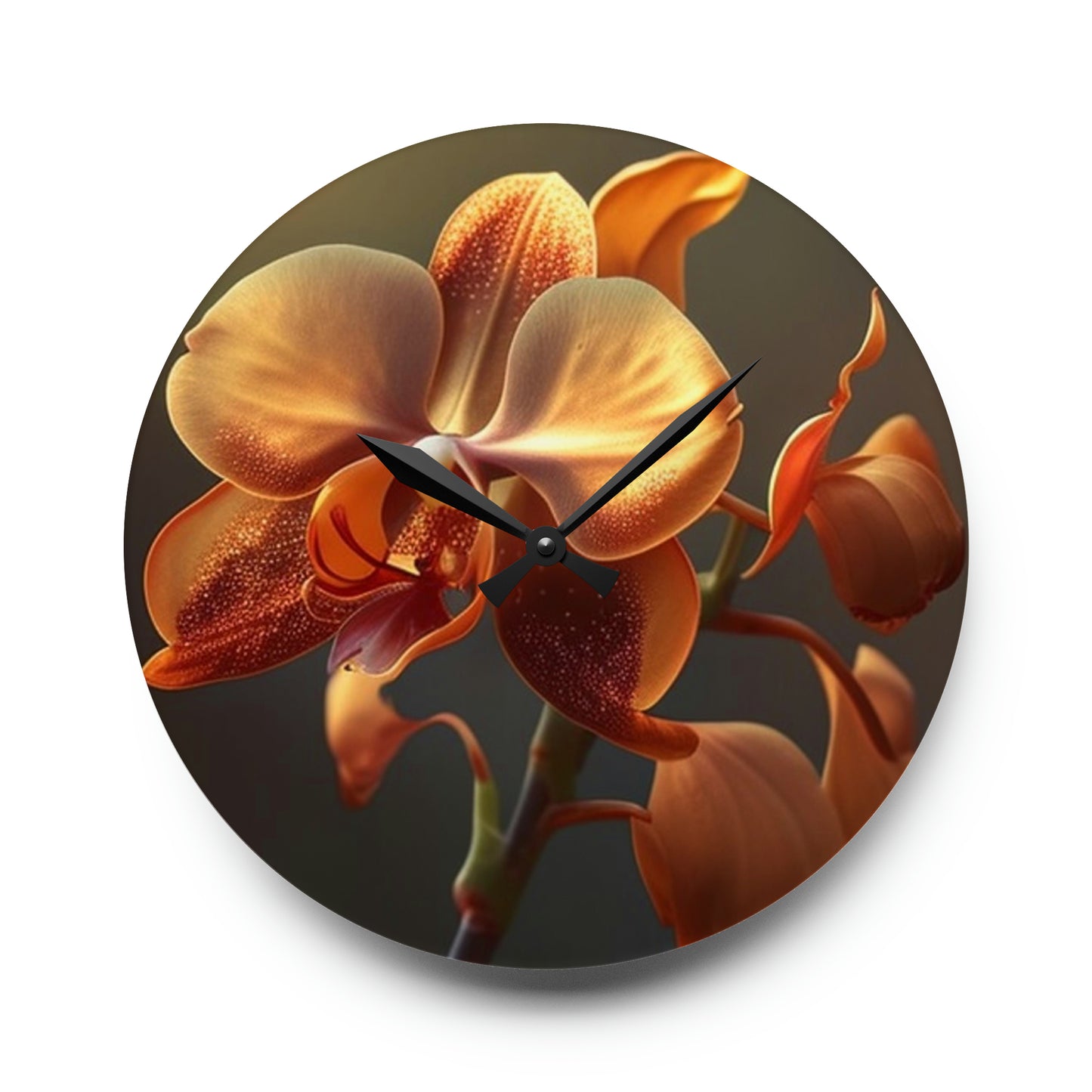 Acrylic Wall Clock Orange Orchid 1