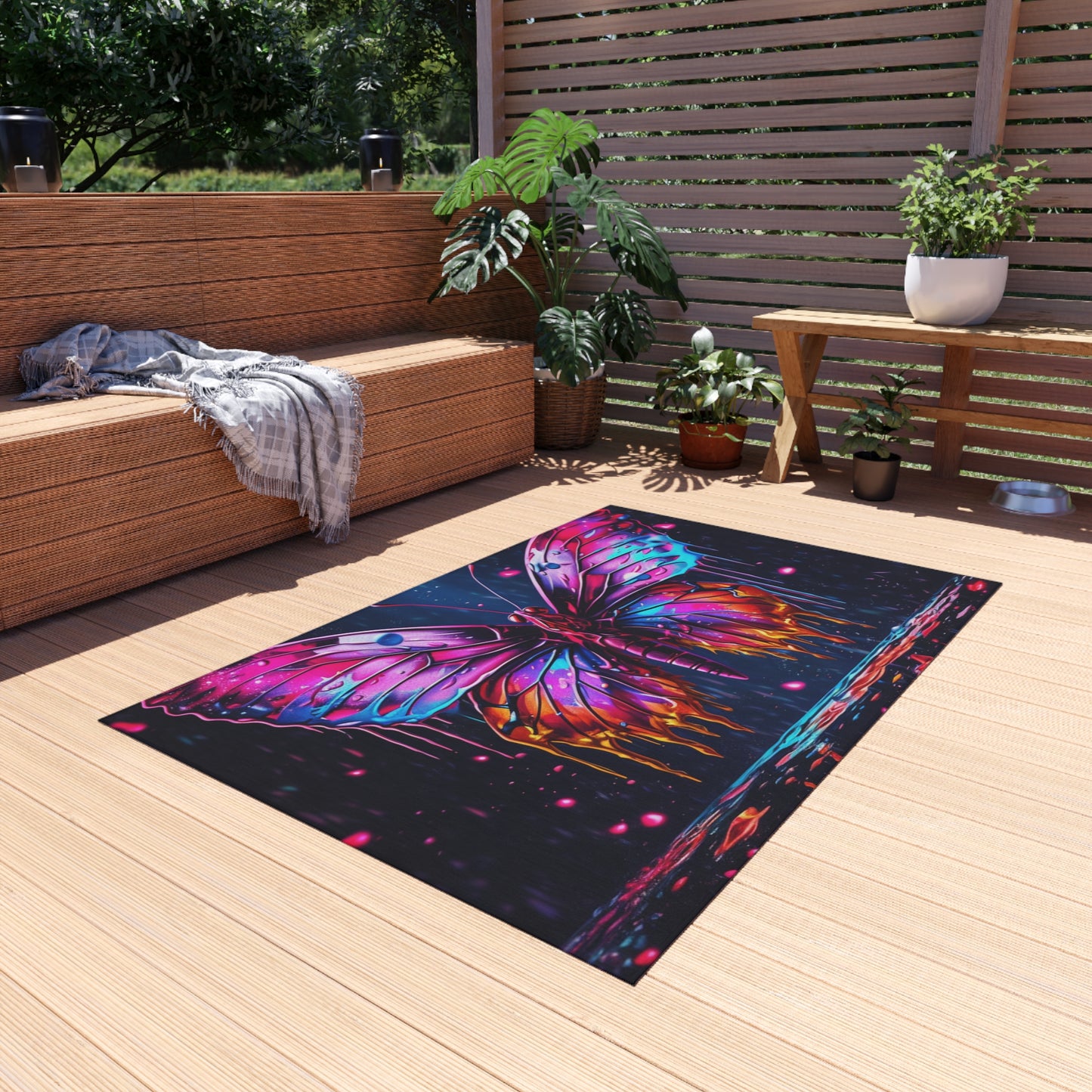 Outdoor Rug  Pink Butterfly Flair 2