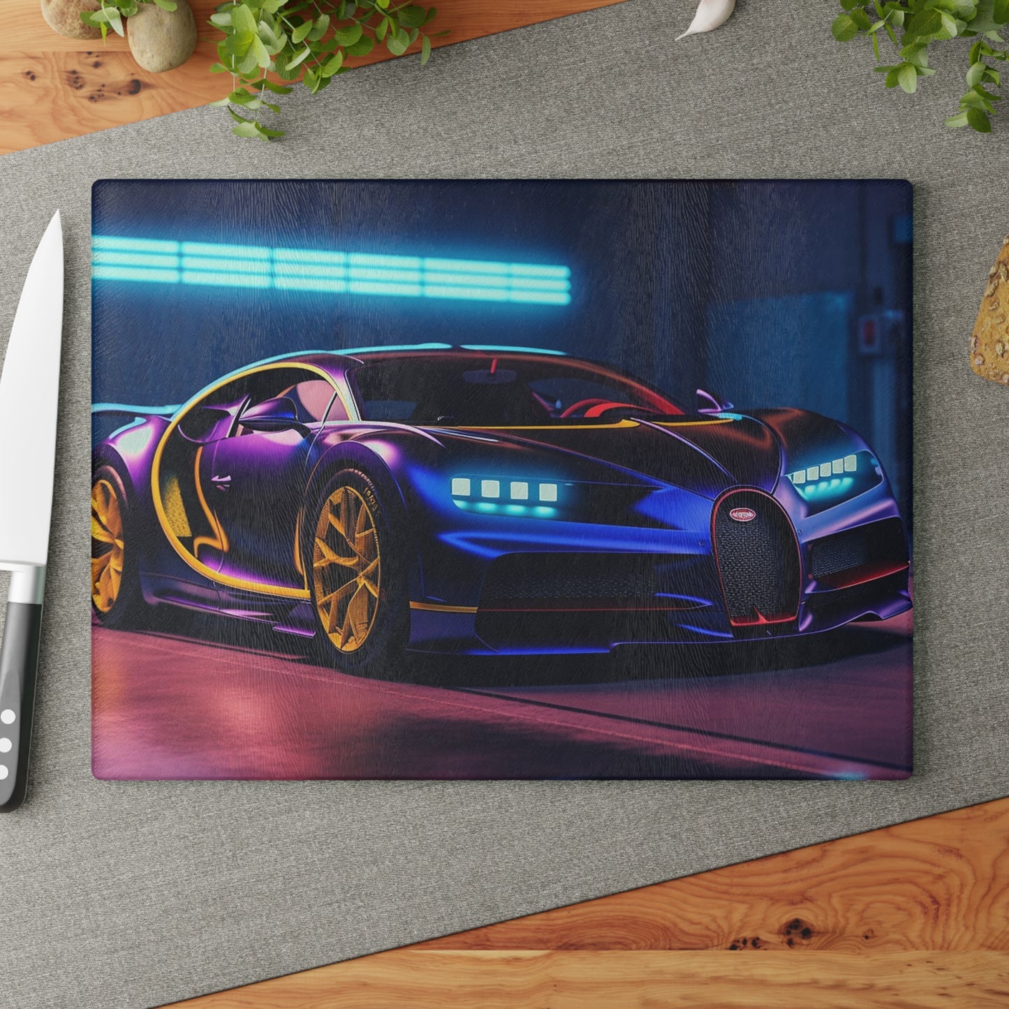 Glass Cutting Board Hyper Bugatti Neon Chiron 4