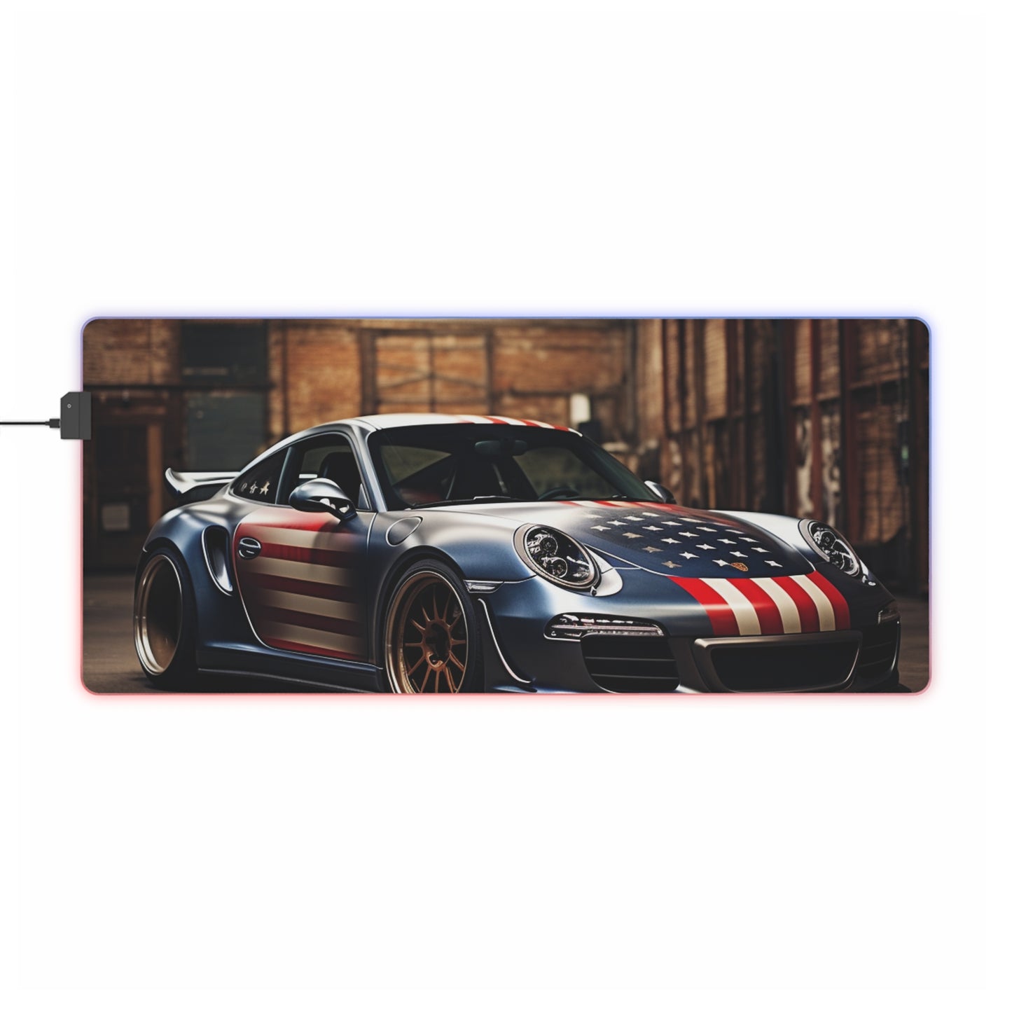 LED Gaming Mouse Pad American Flag Porsche 1