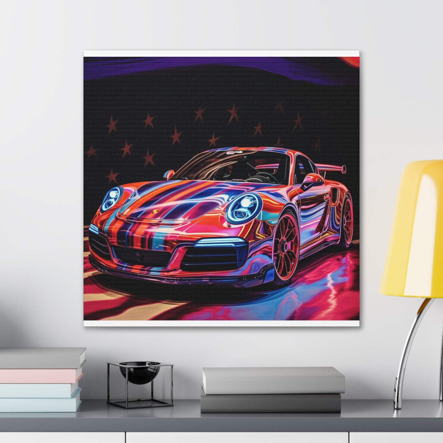 Canvas Gallery Wraps American Flag Colored Porsche 1