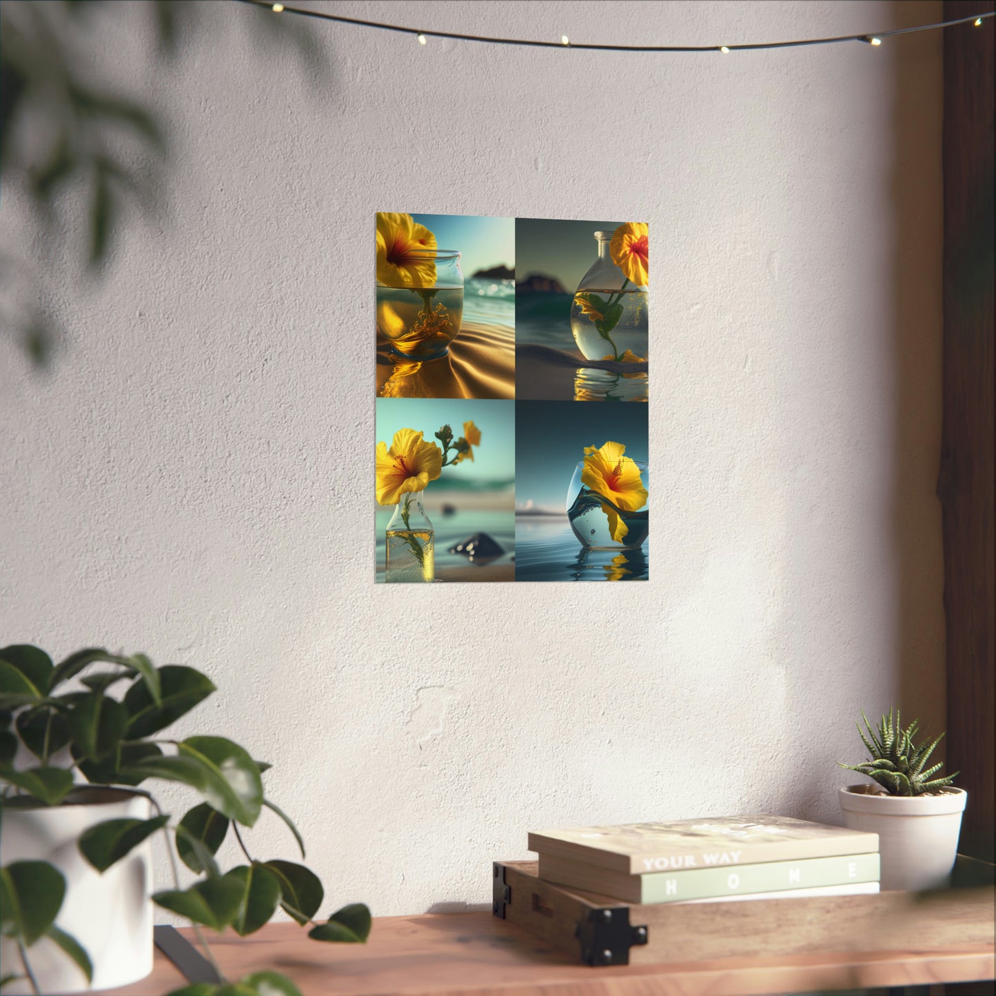 Premium Matte Vertical Posters Yellow Hibiscus glass 5