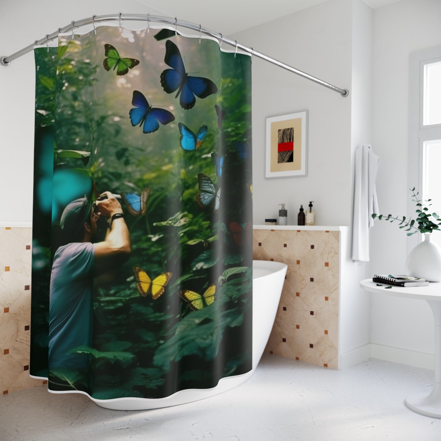 Polyester Shower Curtain Jungle Butterfly 1