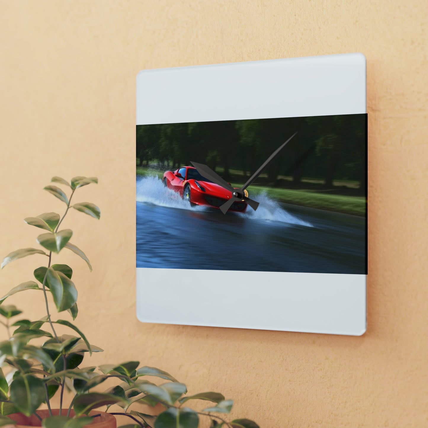 Acrylic Wall Clock Water Ferrari Splash 3