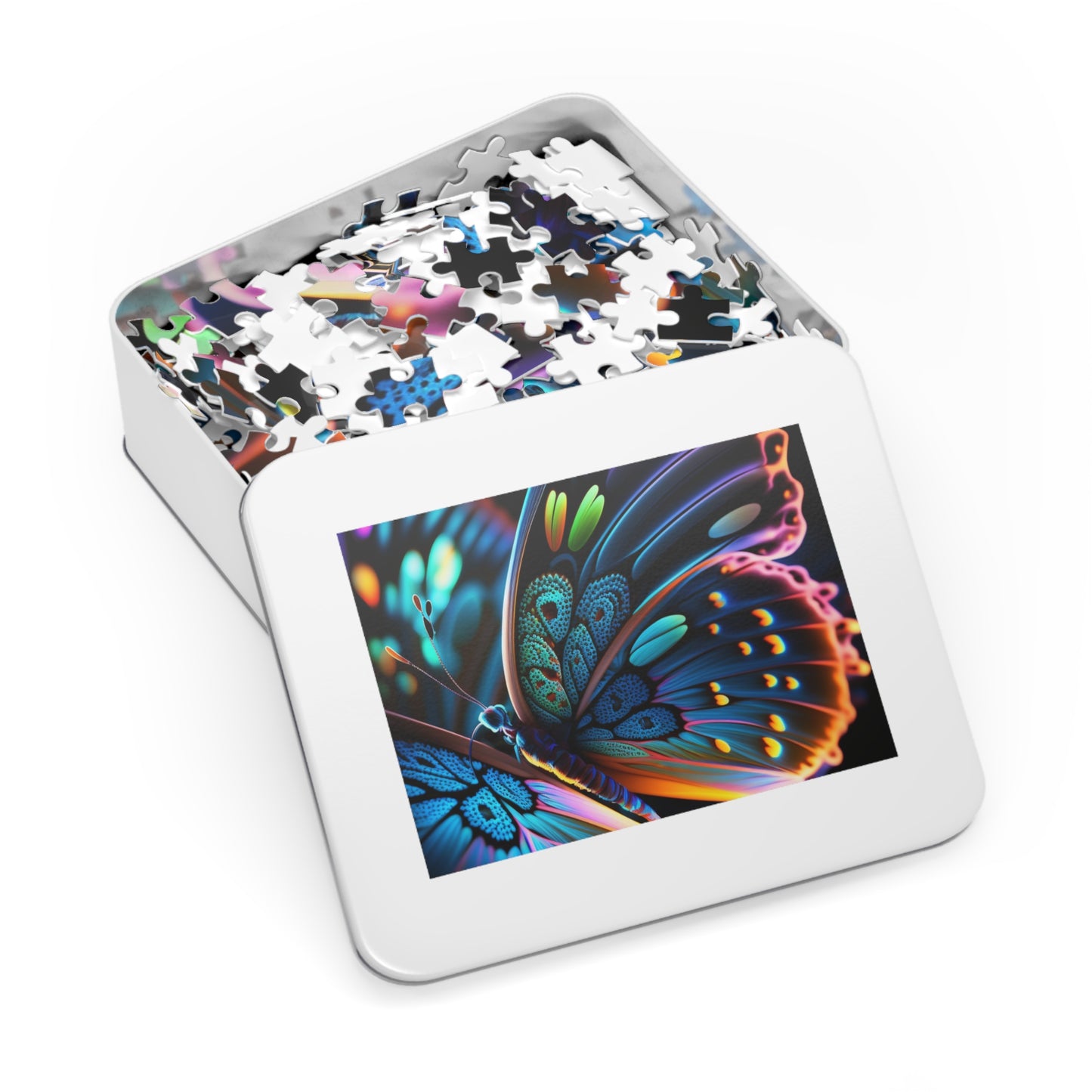 Jigsaw Puzzle (30, 110, 252, 500,1000-Piece) Neon Butterfly Macro 2