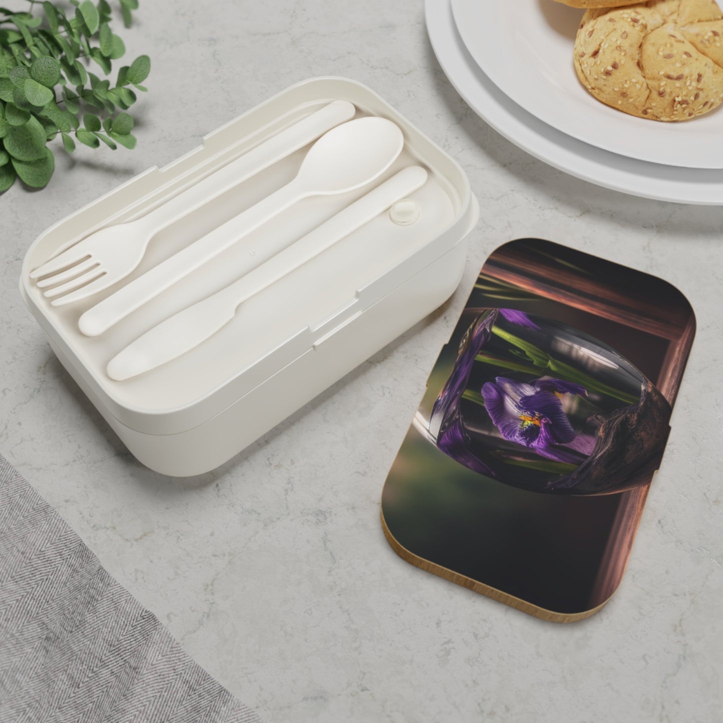 Bento Lunch Box Purple Iris in a vase 4