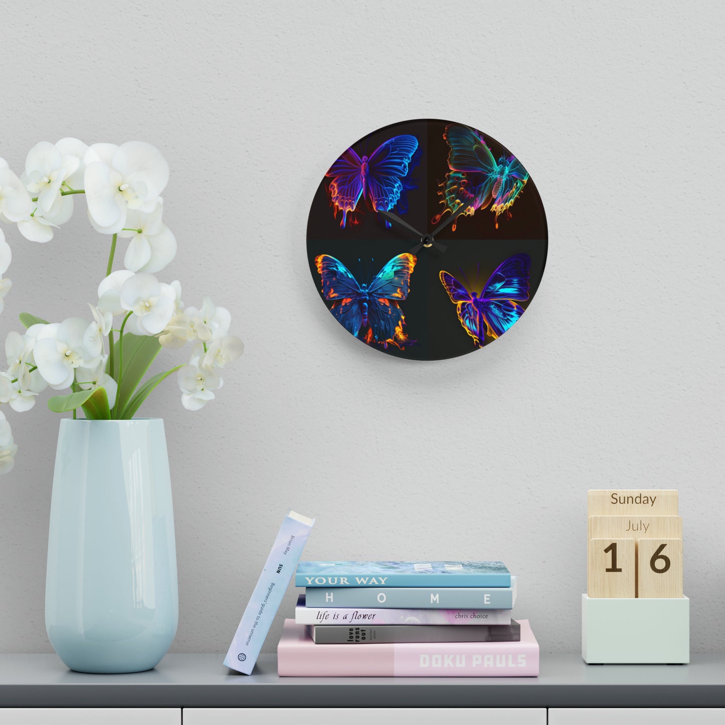 Acrylic Wall Clock Thermal Butterfly 5