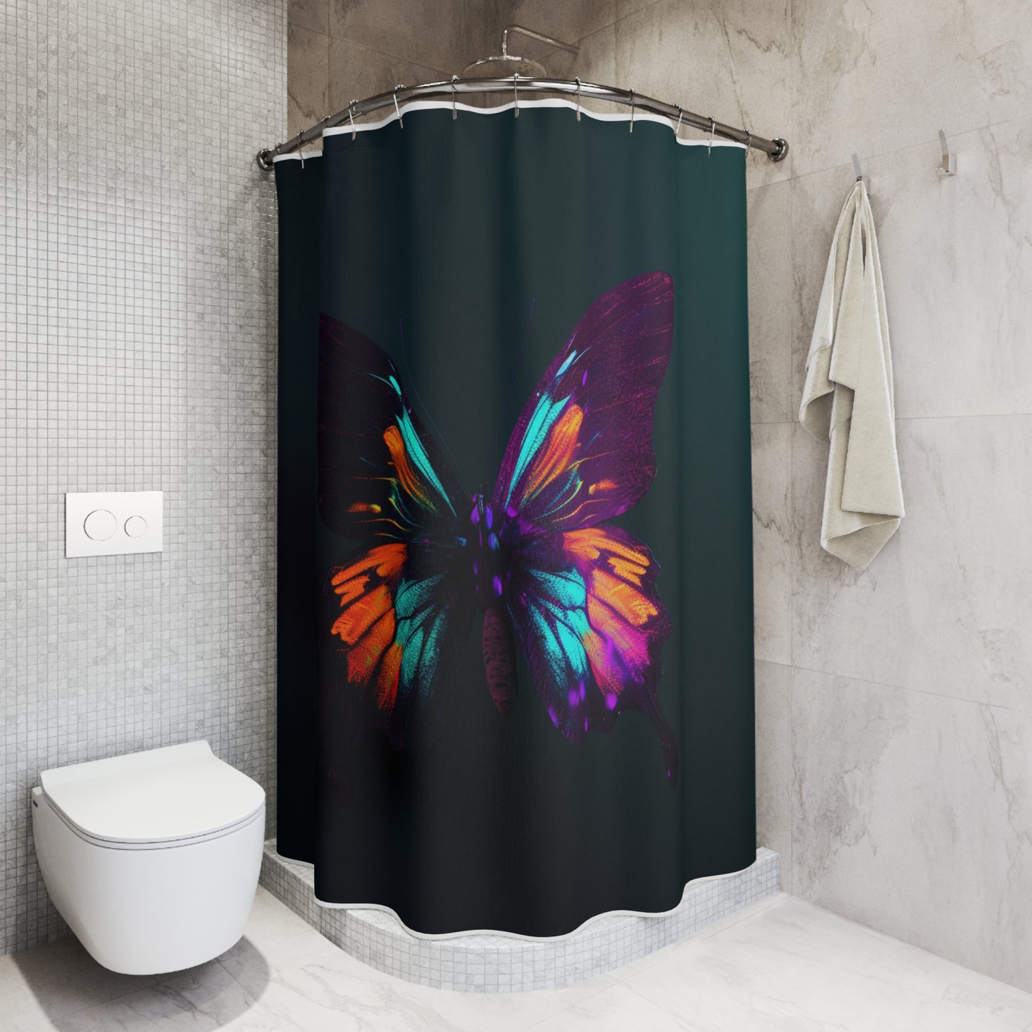 Polyester Shower Curtain Hyper Colorful Butterfly Purple 4