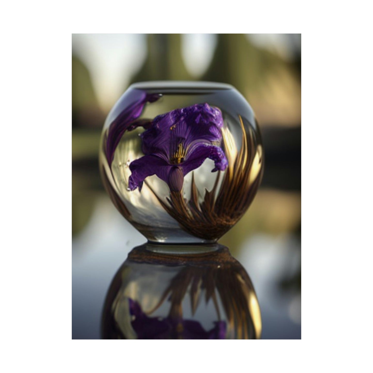 Premium Matte Vertical Posters Purple Iris in a vase 2