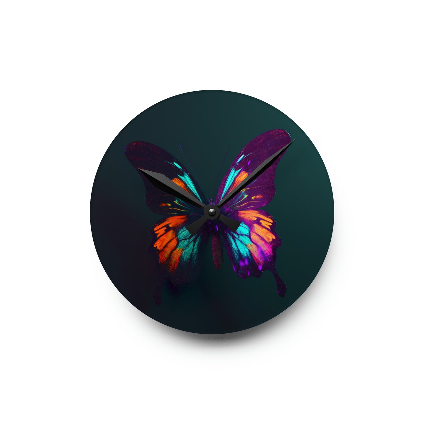 Acrylic Wall Clock Hyper Colorful Butterfly Purple 4