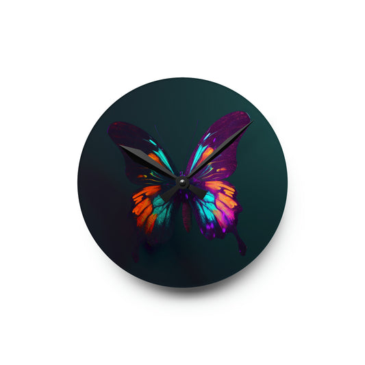 Acrylic Wall Clock Hyper Colorful Butterfly Purple 4