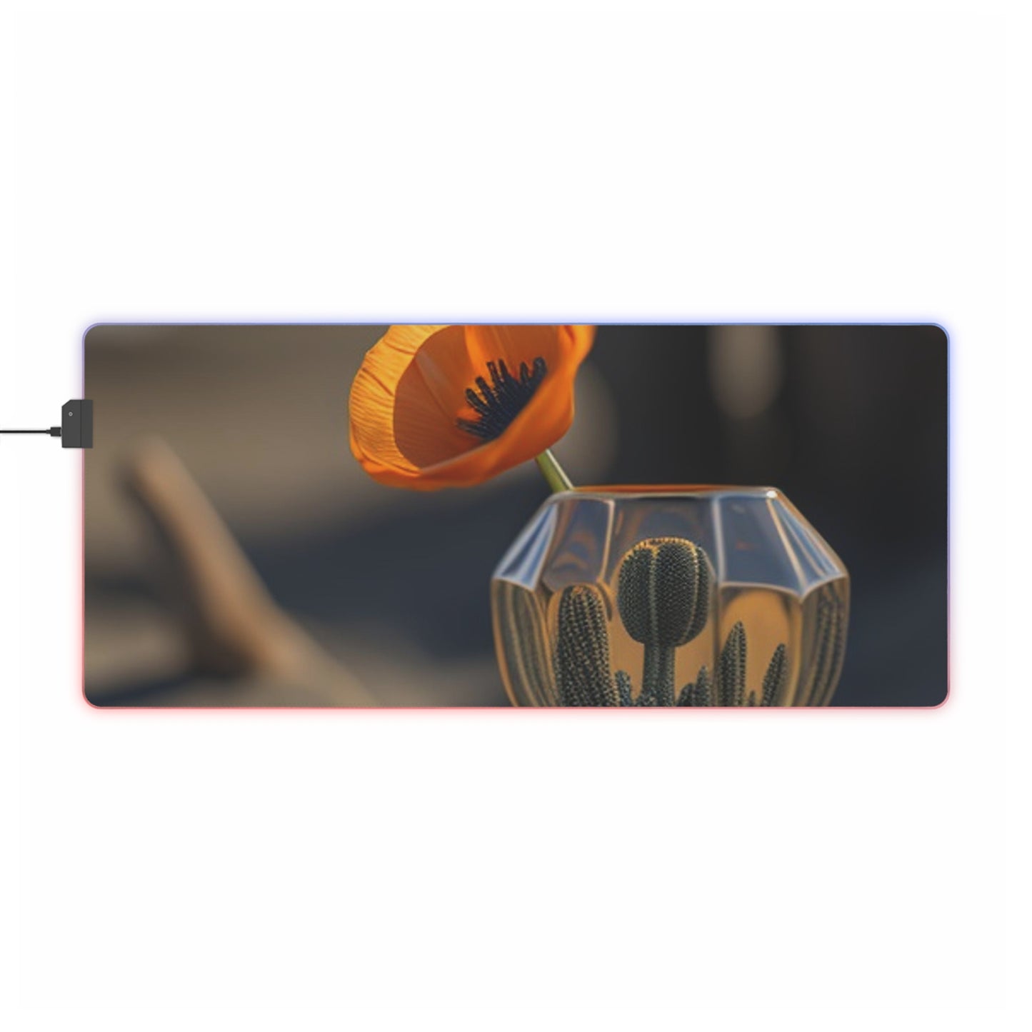 LED Gaming Mouse Pad Orange Poppy in a Vase 2