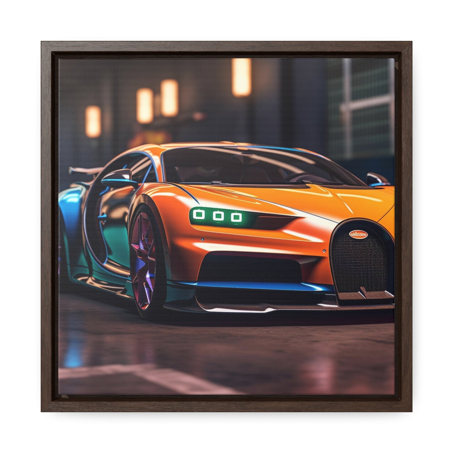 Gallery Canvas Wraps, Square Frame Hyper Bugatti Neon Chiron 1