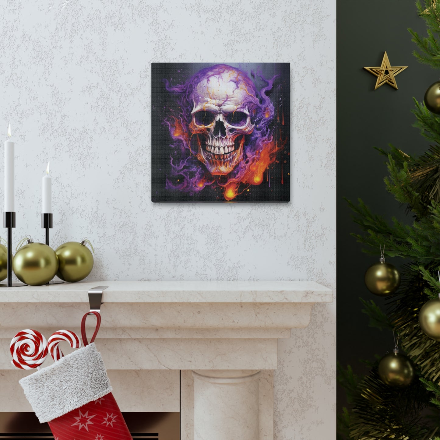 Canvas Gallery Wraps Skull Flames 2