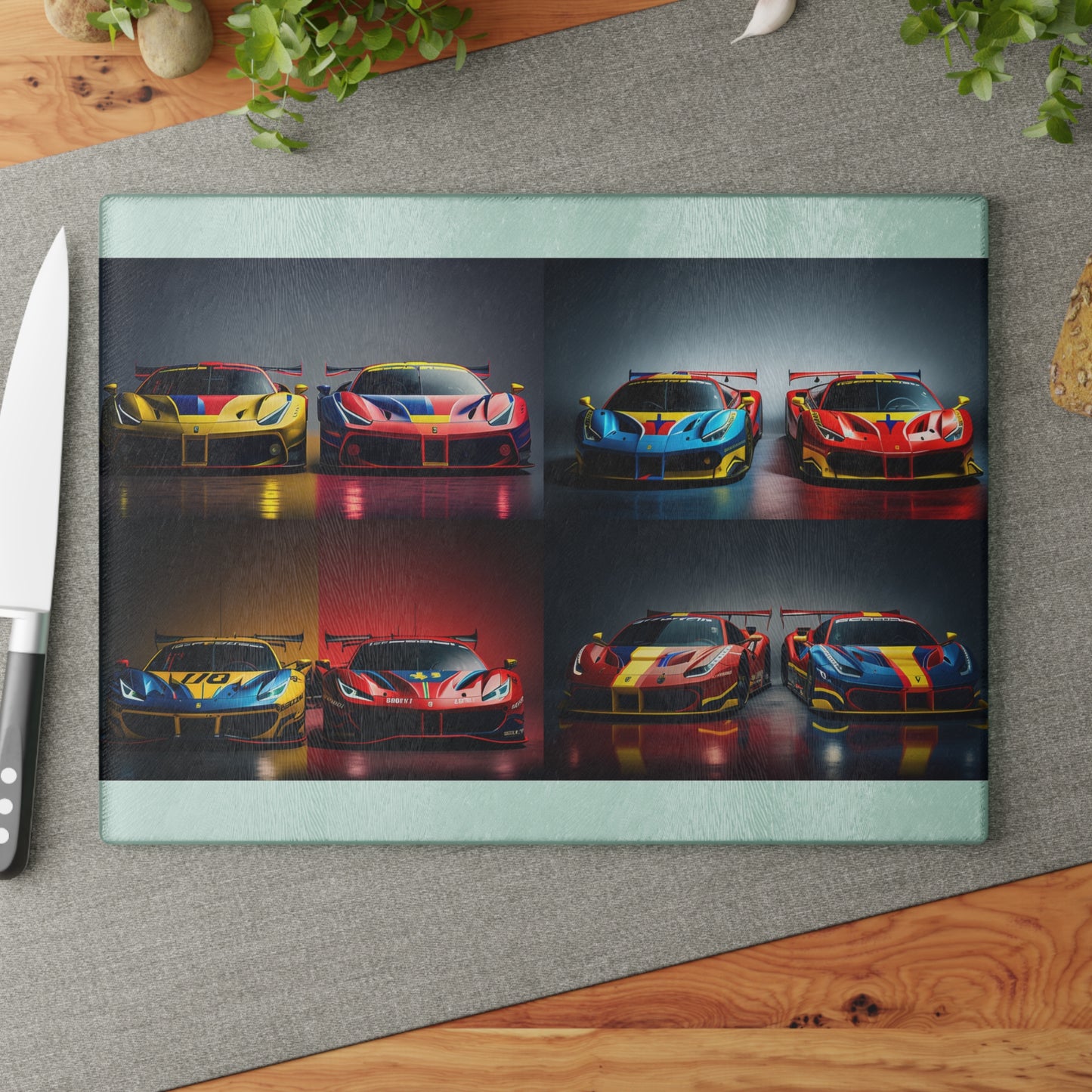 Glass Cutting Board Ferrari Red Blue 5