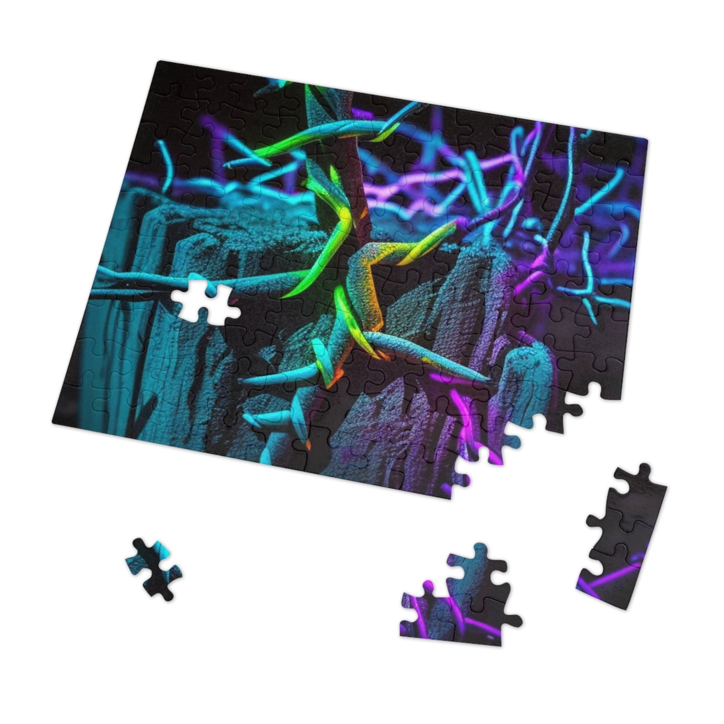 Jigsaw Puzzle (30, 110, 252, 500,1000-Piece) Macro Neon Barbs 3