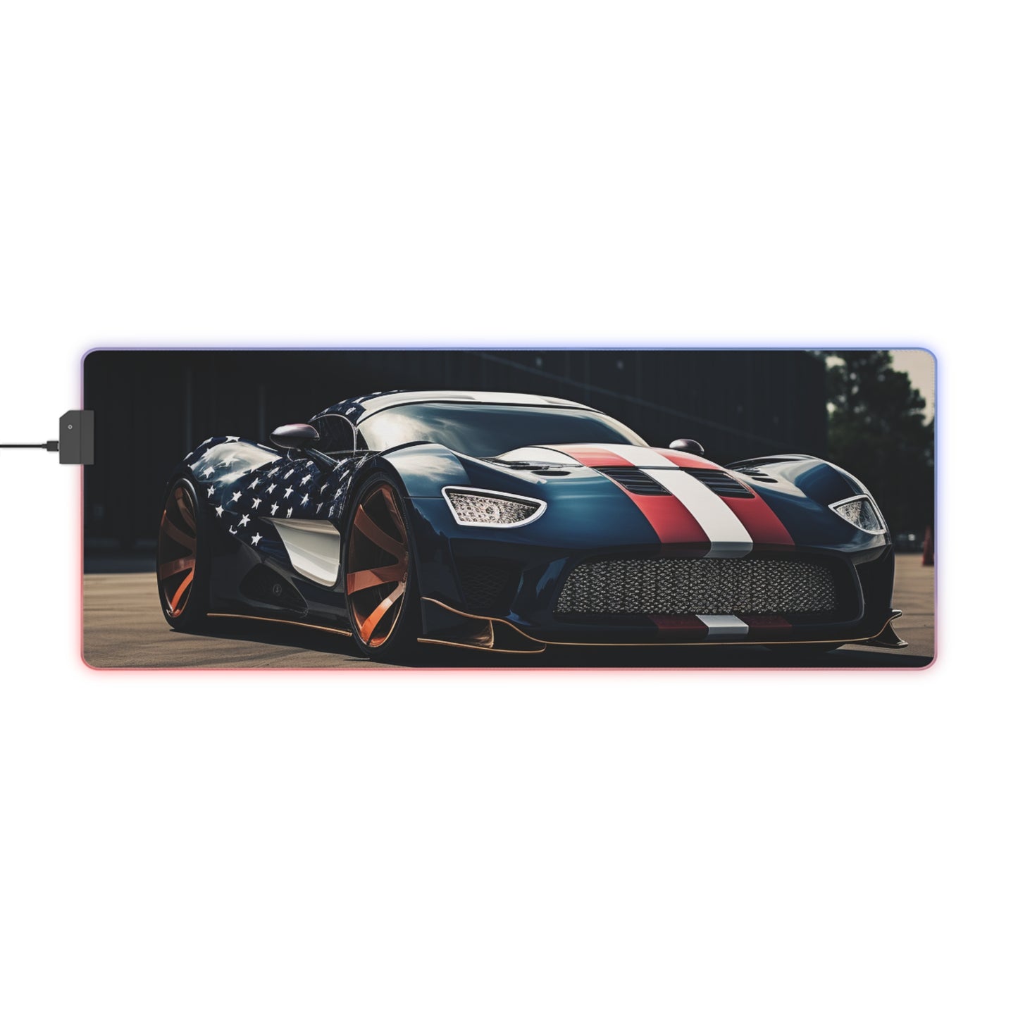 LED Gaming Mouse Pad Bugatti Flag American 2