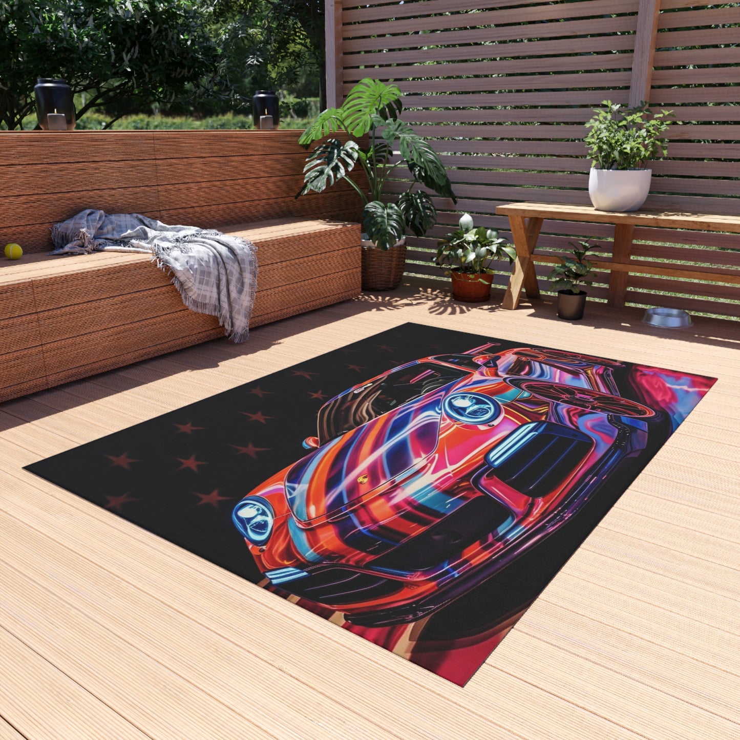 Outdoor Rug  American Flag Colored Porsche 4