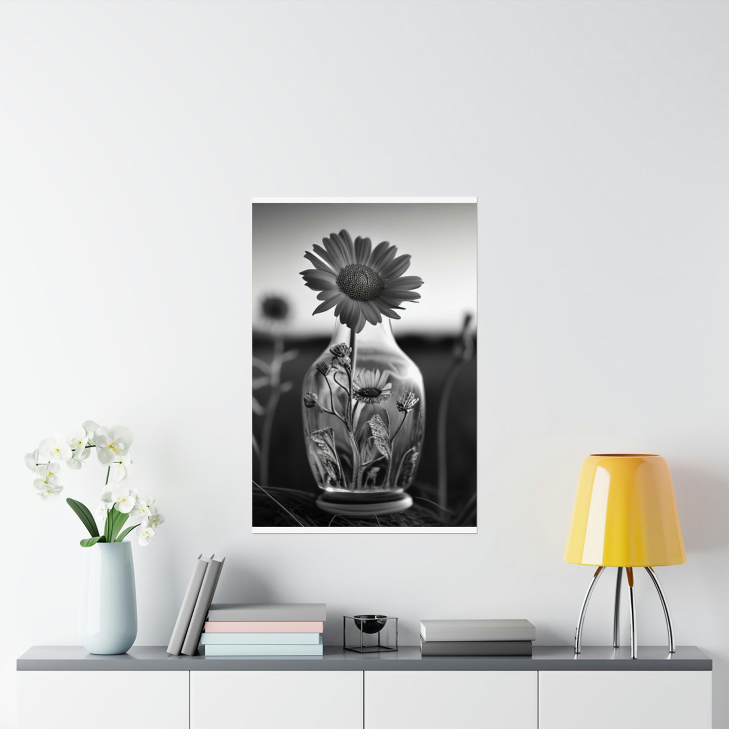 Premium Matte Vertical Posters Yellw Sunflower in a vase 2