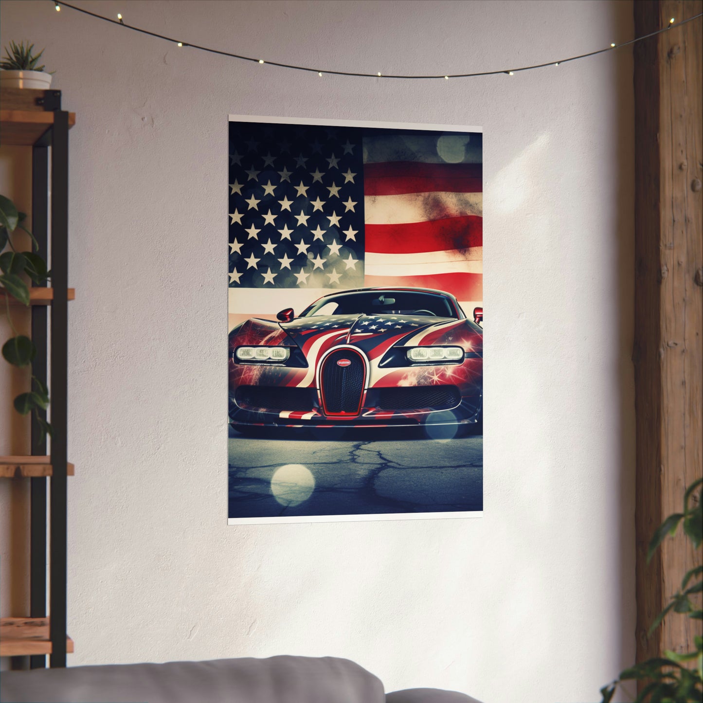 Premium Matte Vertical Posters Abstract American Flag Background Bugatti 1