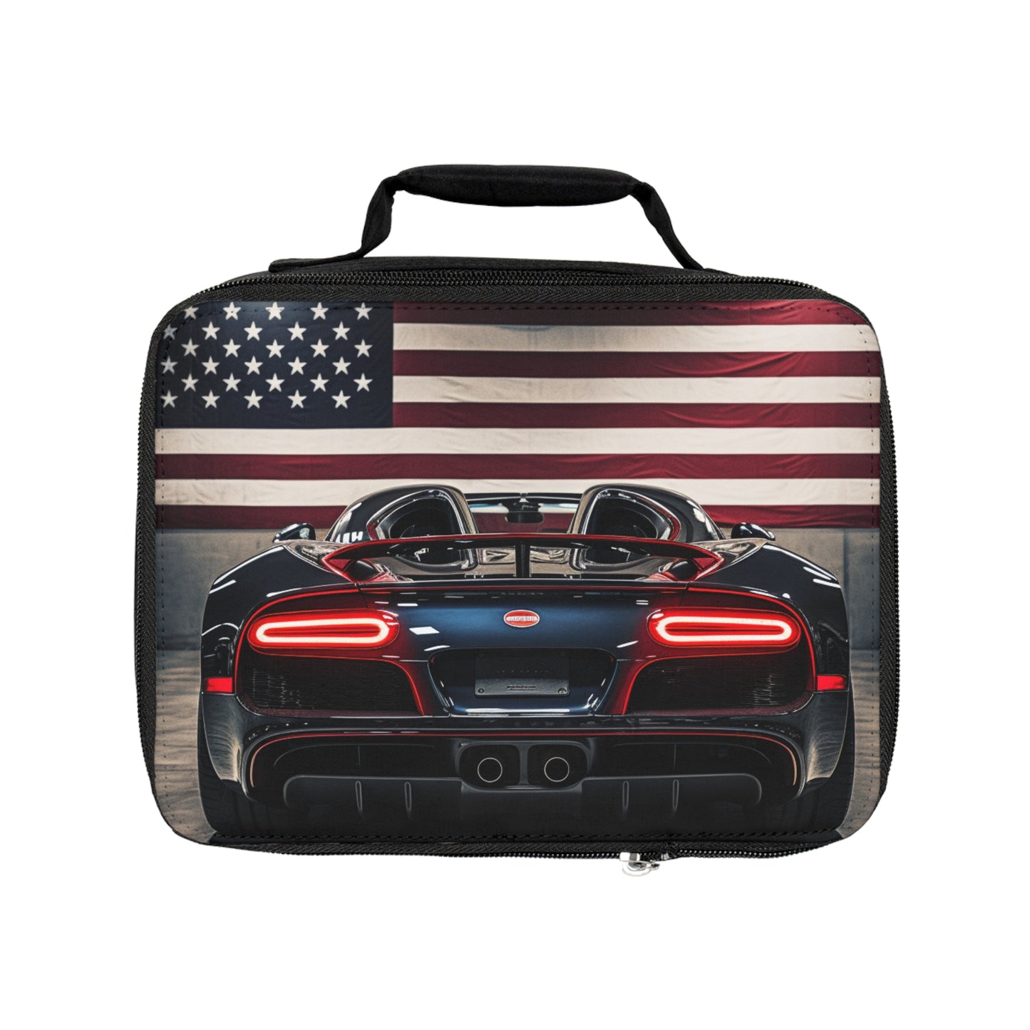 Lunch Bag American Flag Background Bugatti 4