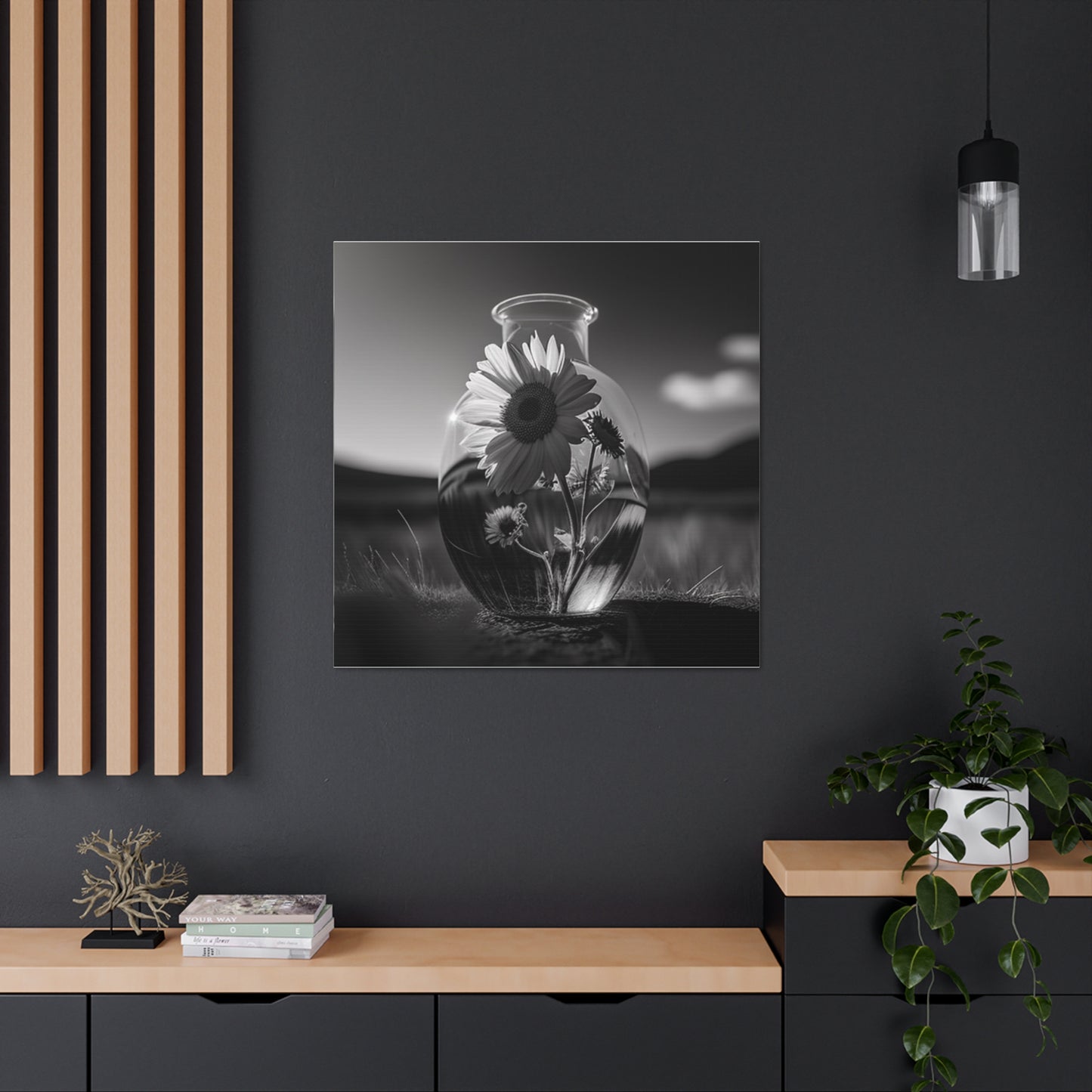 Canvas Gallery Wraps Yellw Sunflower in a vase 4