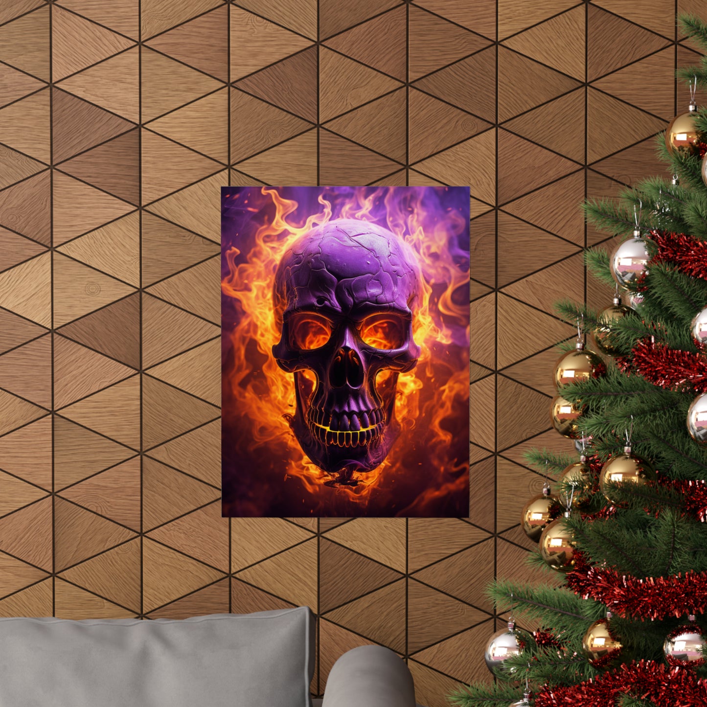 Premium Matte Vertical Posters Skull Flames 3