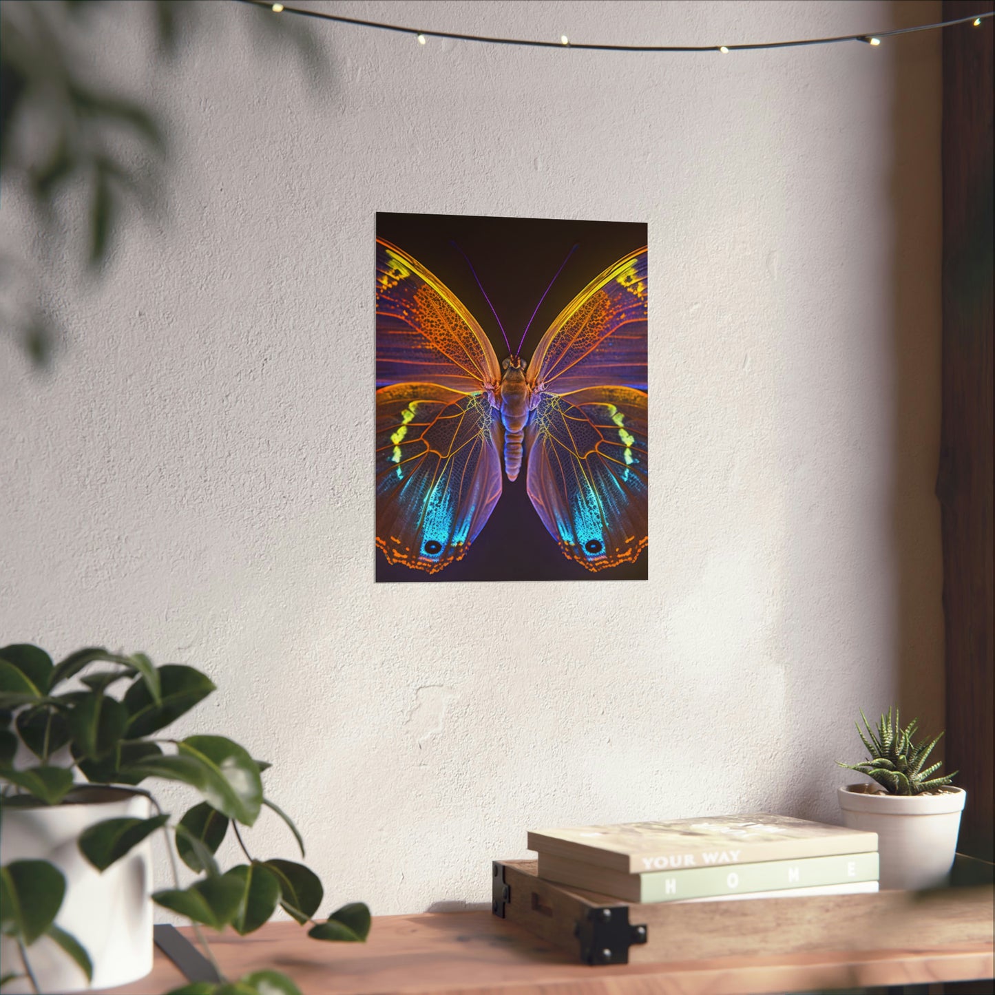 Premium Matte Vertical Posters Neon Butterfly Flair 2