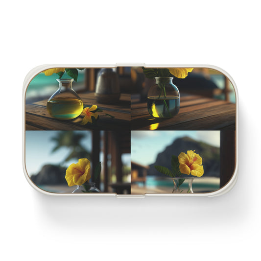 Bento Lunch Box Yellow Hibiscus Wood 5