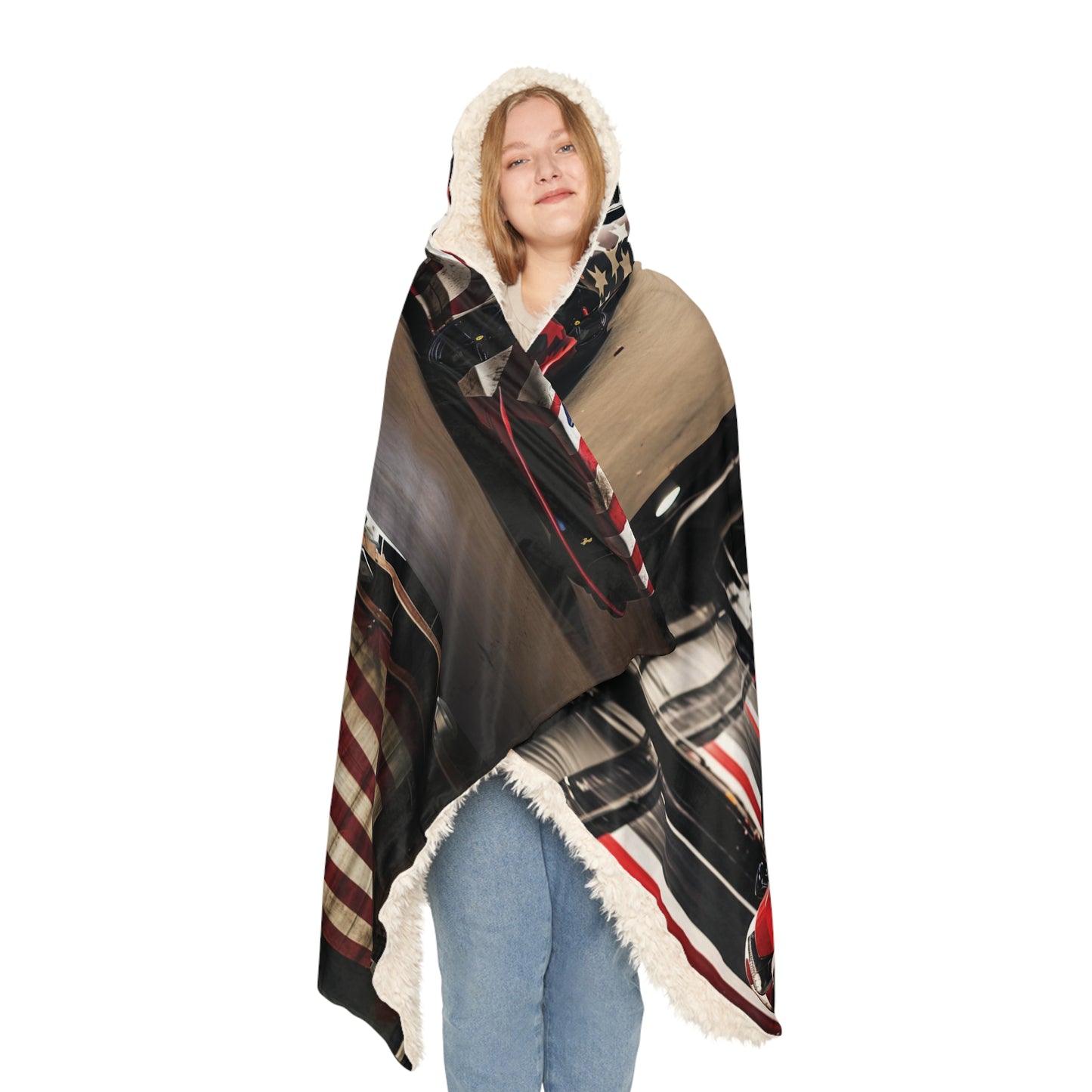 Snuggle Hooded Blanket American Flag Farrari 5