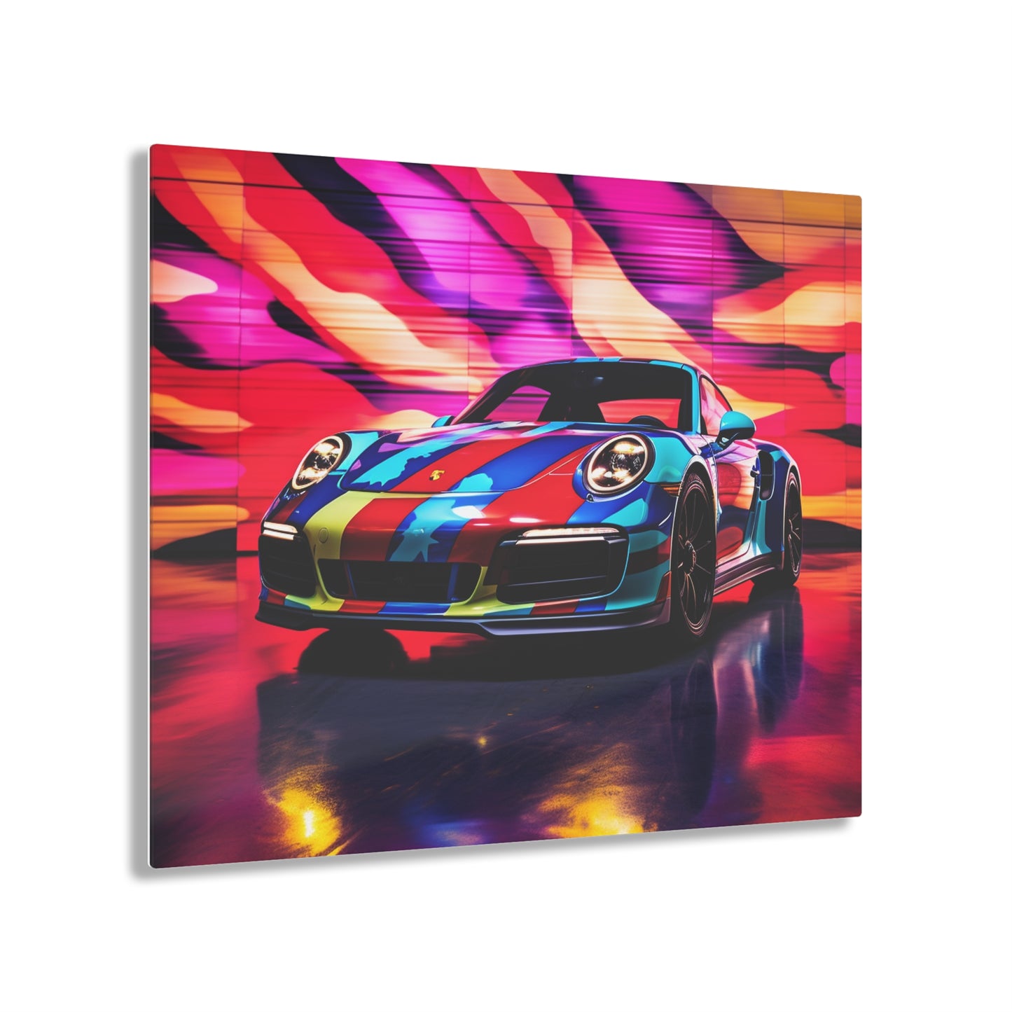 Acrylic Prints Macro American Flag Porsche 1