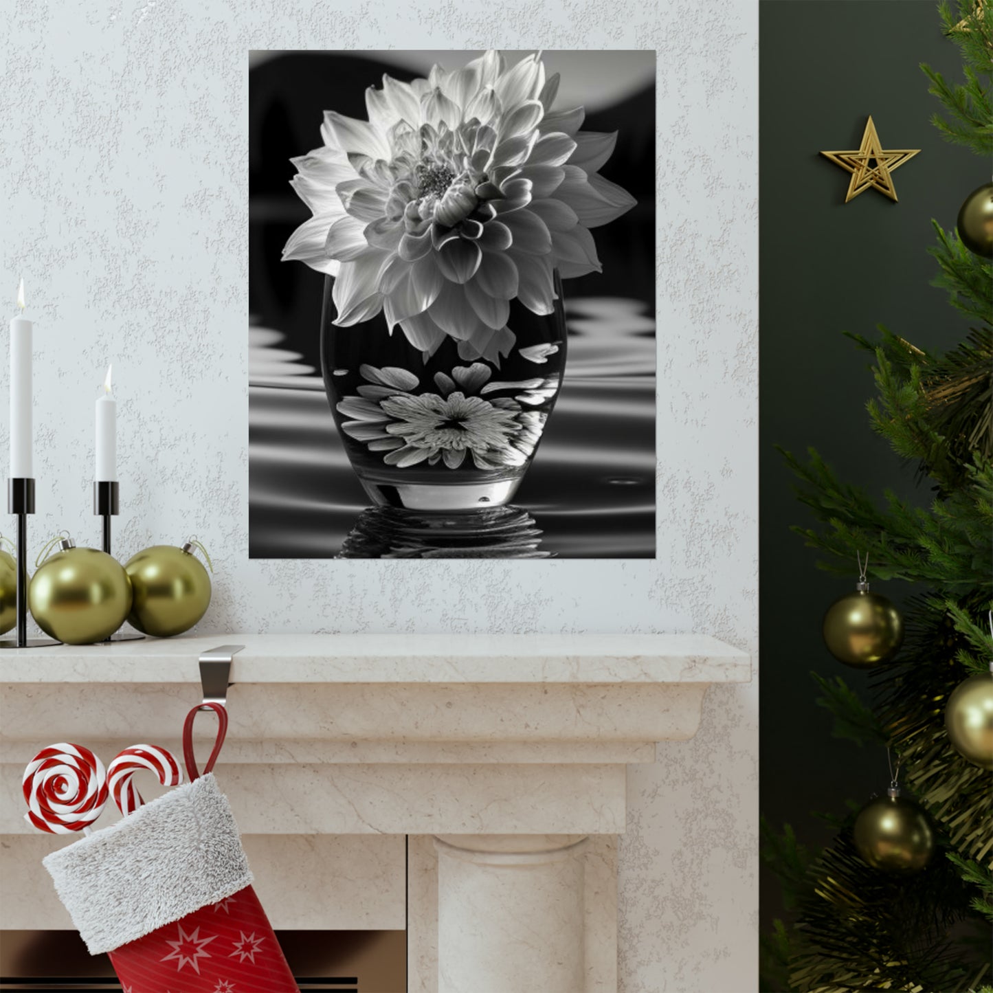 Premium Matte Vertical Posters White Dahlia 4