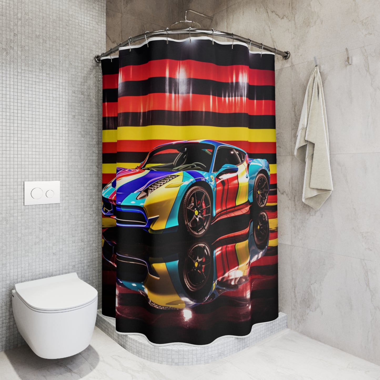Polyester Shower Curtain Hyper Colorfull Ferrari 2